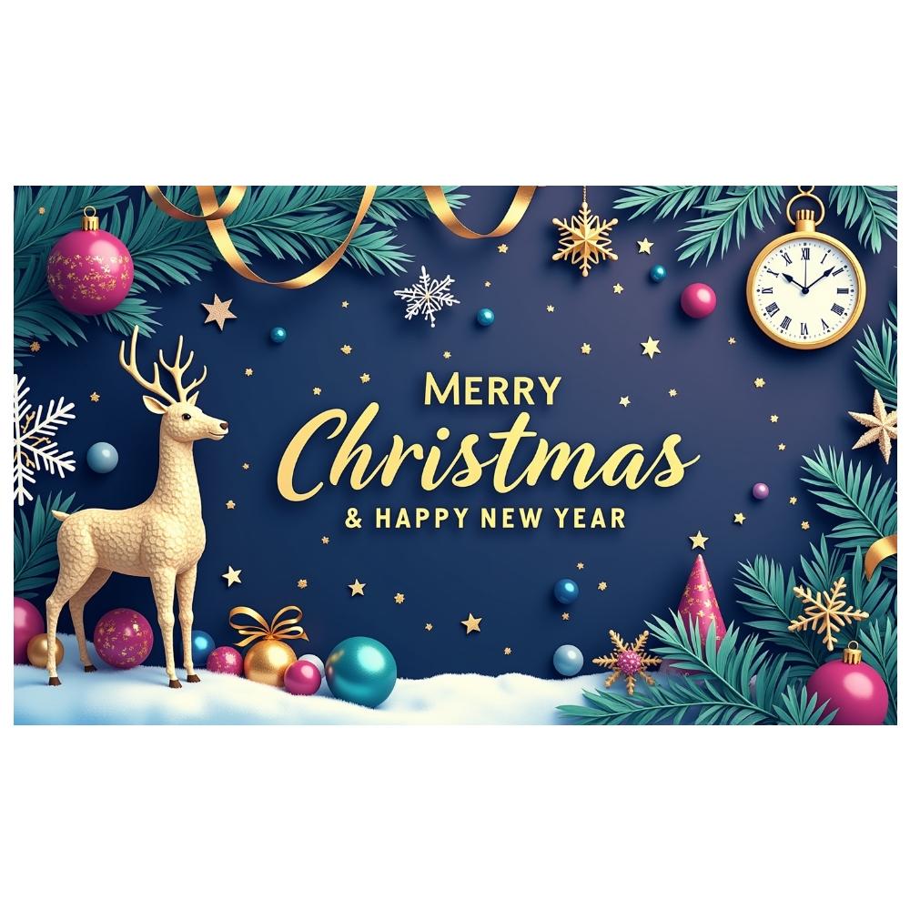 Baner Szczęśliwego Nowego Roku Ciemnoniebieskie Tło Baner Uroczystości Baner Wesołych Świąt Bożego Narodzenia Ozdoba Świąteczna Na Obchody Nowego Roku