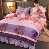 Winter Milk Velvet Bed Skirt Style Coral Fleece Bedding Set