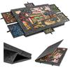 Foldable Felt Puzzle Table with Stand, Lid & 6 Drawers - Portable Children's Puzzle Board