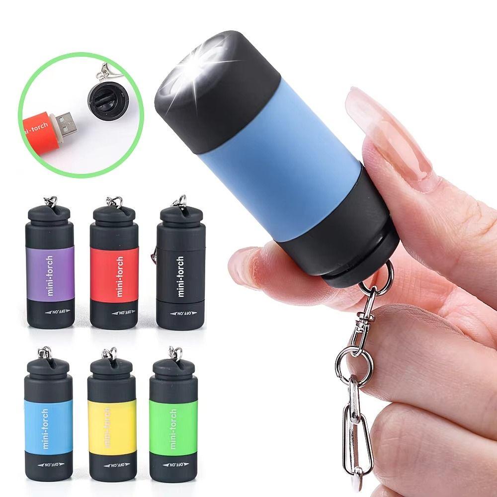 Long Battery Life Outdoor Flashlight Keychain USB Rechargeable Pocket Emergency Lamp  Work