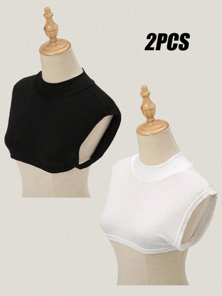 2Pcs Modal Square Fake Collar Soft Elastic Modal Detachable Collar Solid Color Turtleneck High Inner Neck Cover Women Scarf