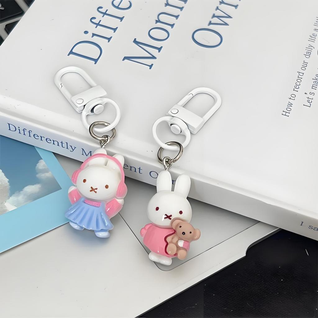 Kawaii Miffy Rabbit Keychain Cute Outfit Miffy Rabbit Keychain Cute Girlish Cartoon Student Bag Best Friend Gift