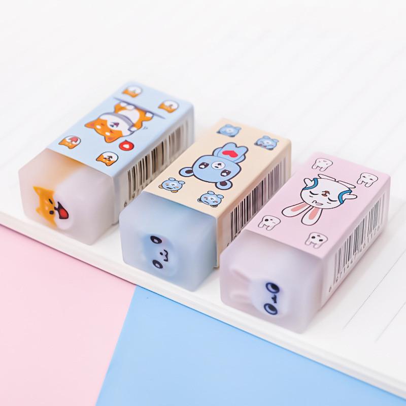 3pcs Creative Cute Cartoon Ocean Universe Pet Series Sandwich Eraser Student Stationery Rewards Painting Eraser for Art Class