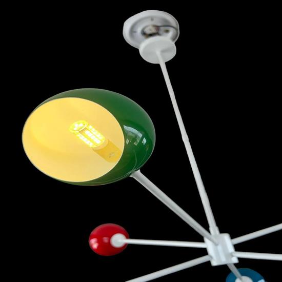 Lustre globe oculaire coloré à 6 bras, lampe suspendue moderne du milieu du siècle pour chambre à coucher, tous les espaces pour salle à manger, luminaire de plafond