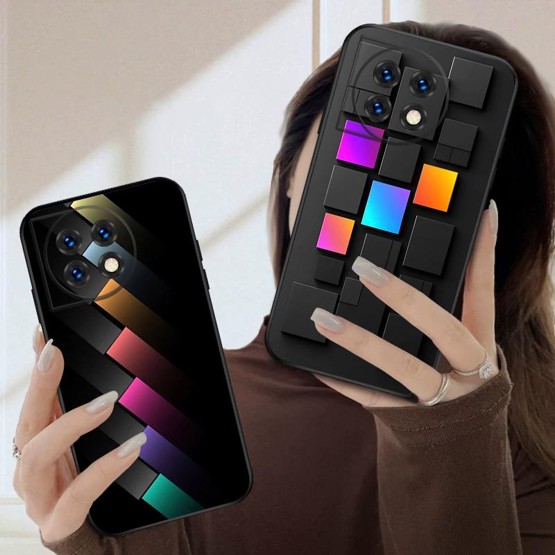 2D color blocks For OnePlus 8 9 11 12 13 10 Pro 9RT 8T 12R Ace 3 5 2V Nord CE 2 4 Lite N20 SE N30 N200 silicone soft phone case