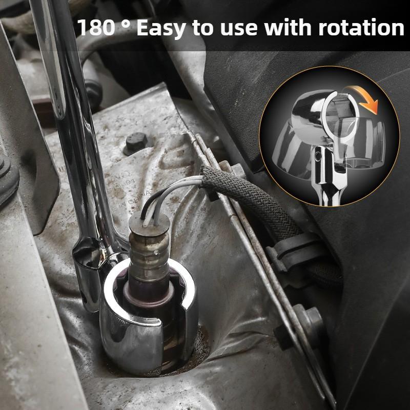Oxygen Sensor Flex Head Wrench Adjustable Spanner Socket 22mm 7/8in Heavy Duty Easy to Install Removal Tool for Car Accs