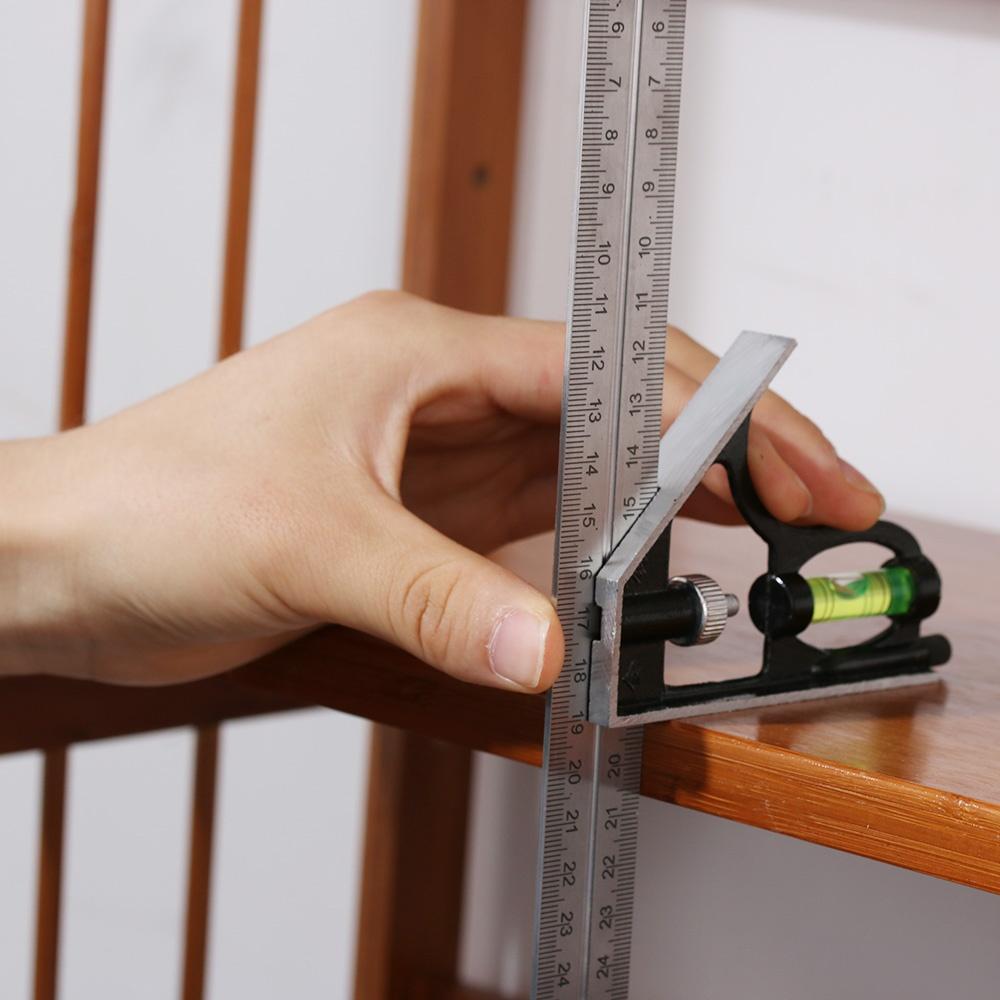 Precise Stainless Steel Adjustable Ruler Combination Level Gauge Square Angle Metric Ruler School Stationery Office Supplies