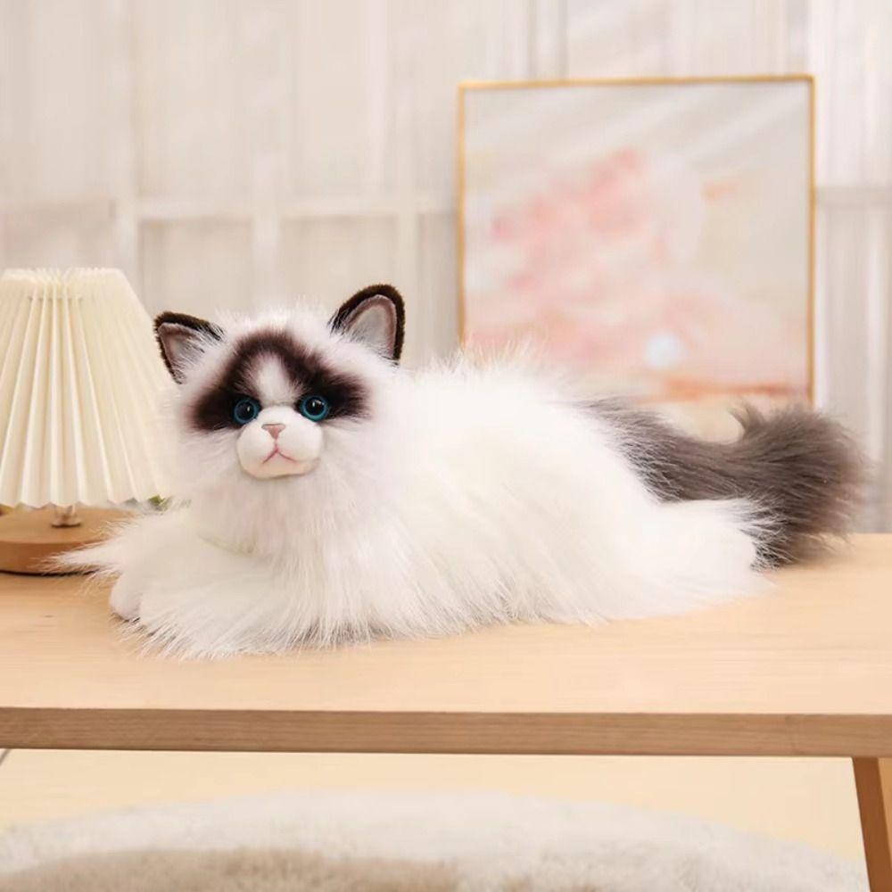 Fluffy Simulated Cat Plush Toys Stuffed Doll Plush Kitty Figures Toy  Car Decor