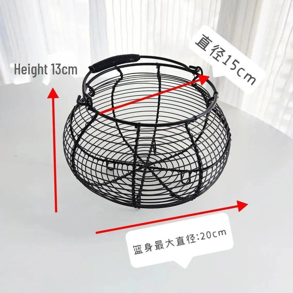 Round Hand-held Woven Iron Egg Basket for Kitchen Use