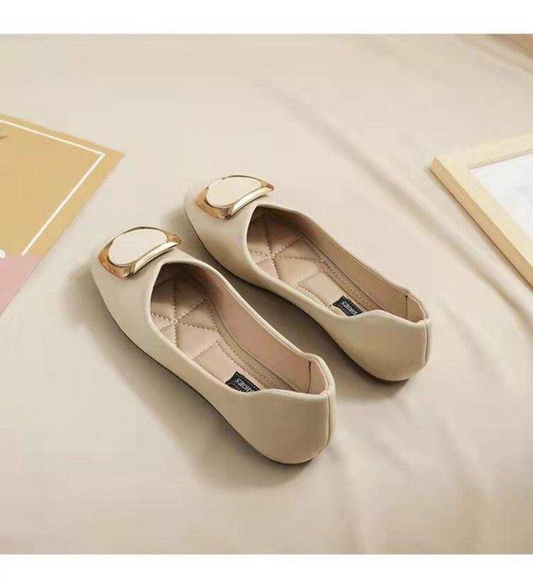 

2025 новая обувь на плоской подошве, женская обувь, корейская версия, обувь интернет-знаменитости, весенне-летняя обувь с мелким вырезом, фея, квадратный носок, мягкая- 40 абрикосовый