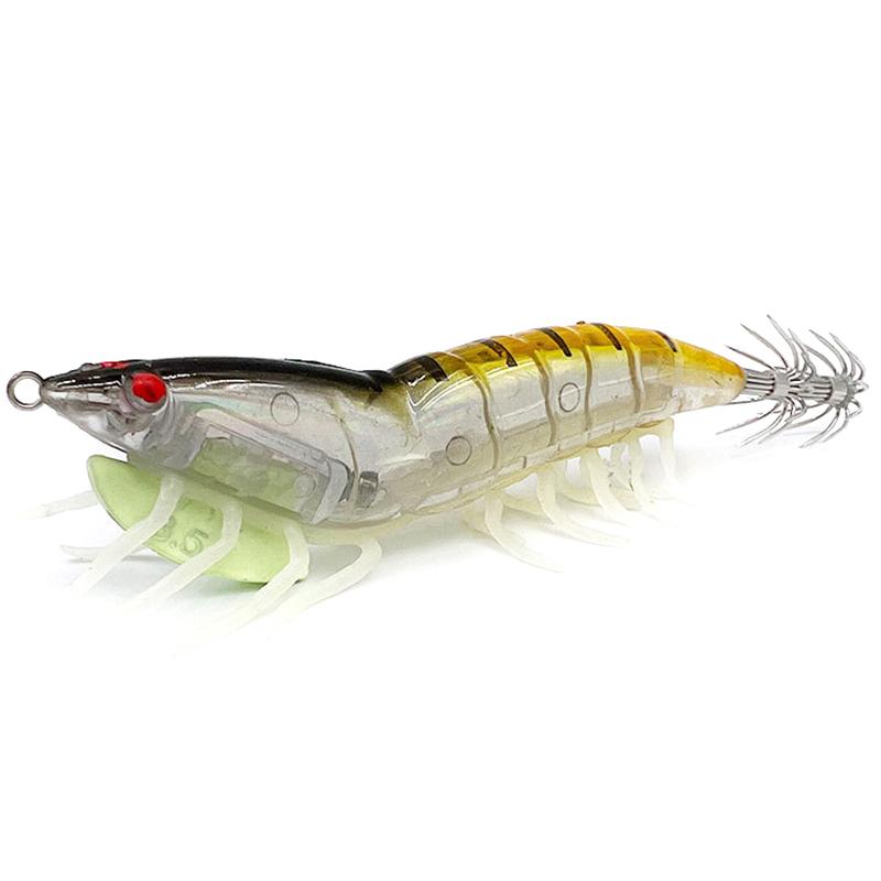 

Night Glow Wooden Shrimp Squid Hook Soft Footed Bait with Sound Beads Fake Bait for Fishing