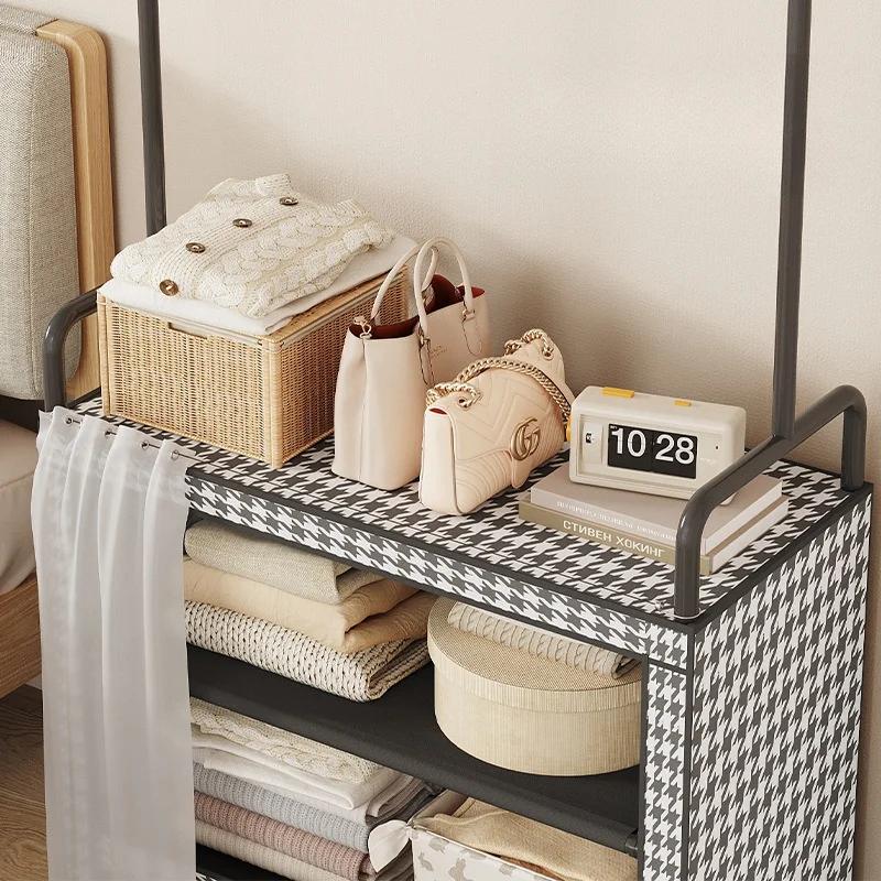 Indoor Thickened Clothes Hanger Rack Floor-standing Closet with Dust-proof for Home Small Apartment Clothing Storage Shelf