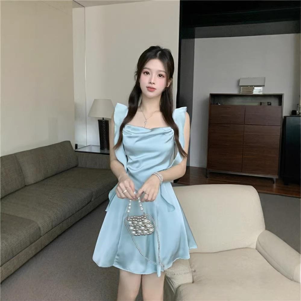 French haute dress women's summer new design streamer skirt short suspender skirt thin suspender skirt