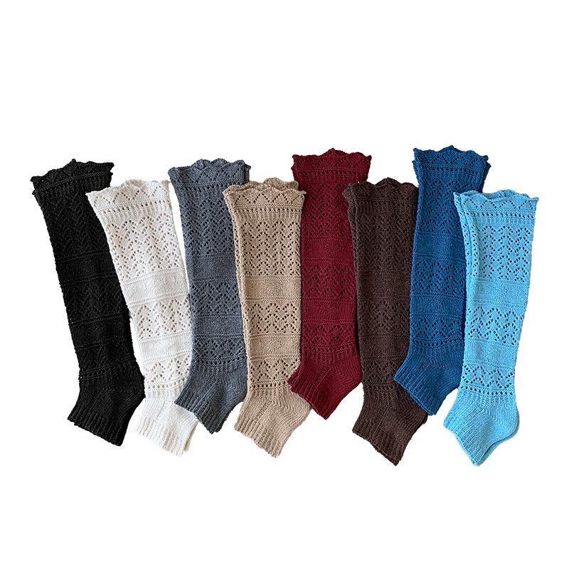 Boots Still Cotton Socks Cover Relief Hollow Warm Knitting Retro Gray Heavy Industry Long Tube Stack Calf Leg Cover