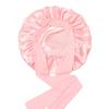 Double Layer Satin Sleeping Cap Solid Color Women Braids Long Curly Hair Night Sleep Cap Large Round Silk Hair Bonnet with Tie Band