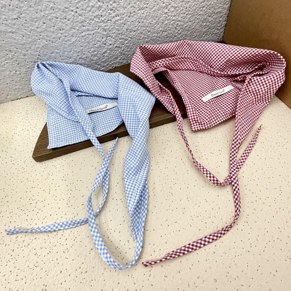 Soft Wrap Hair Scarf Bohemia Bandana Red Lattice Headband Elastic Triangle Hair Band Strap  Female