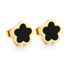 Cute Romantic Five Leaf Flower Stud Earrings for Women Claccic Simple Stainless Steel Temperament Korea Earring Jewelry Gift