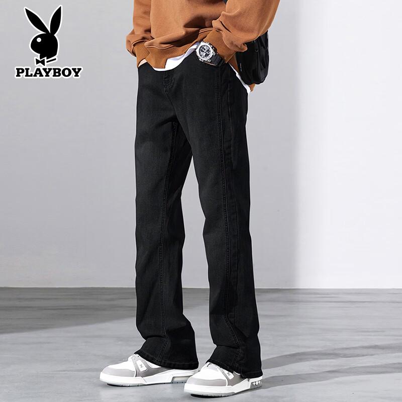 PLAYBOY Men's Loose Straight Fit Flare Jeans