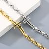 Polished Gold Color Stainless Steel Cross Bracelet for Men Women Irregular Chain Minimalist Religious Symbol Jewelry for Daily