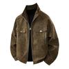 Men Stand Collar Faux Leather Jacket Fashion Casual Loose Outerwear Trendy Motorcycle Jacket Men Streetwear Pu Leather Jacket