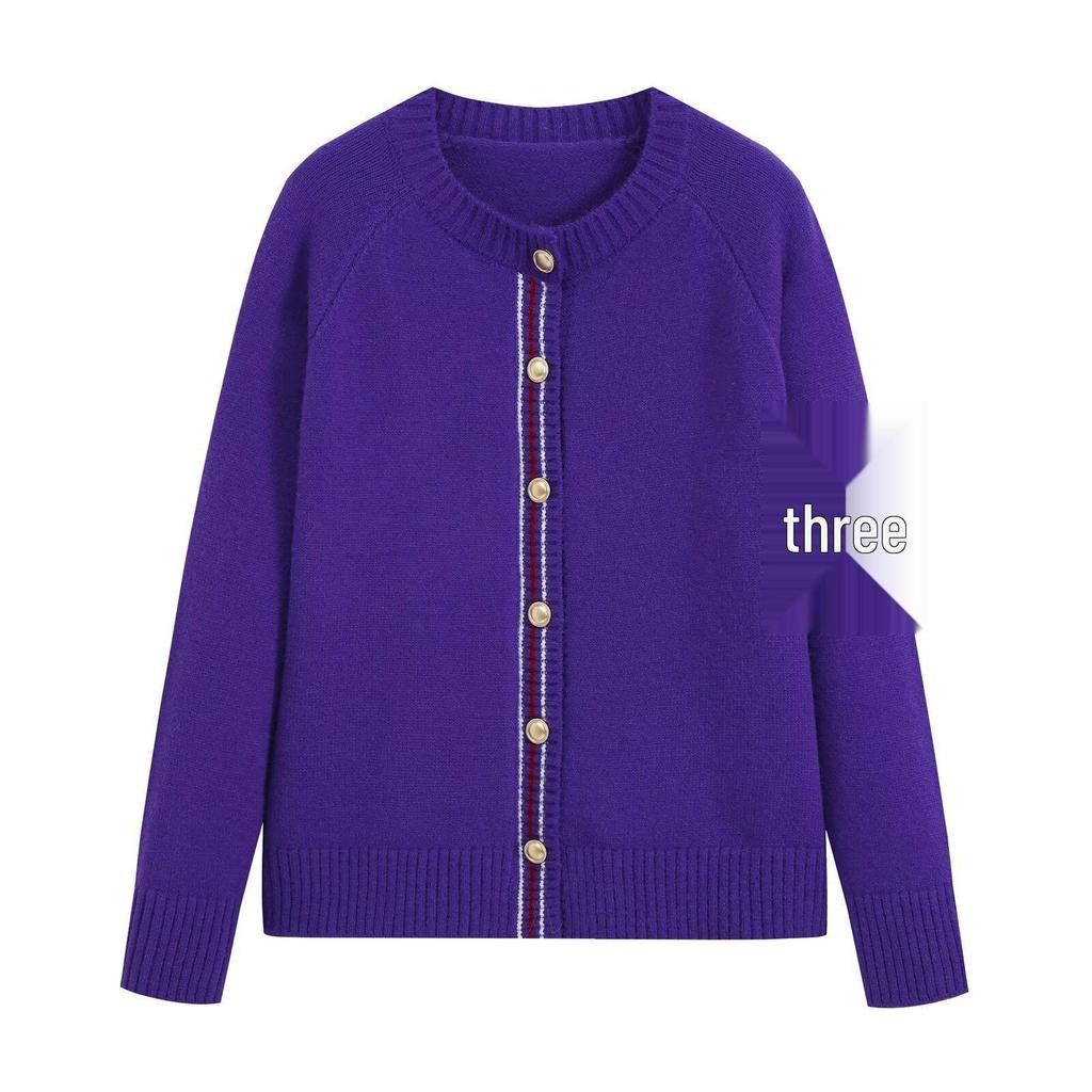 Europäischer und Amerikanischer Stil 2026 Mode Farbblock Strick Damen Cardigan