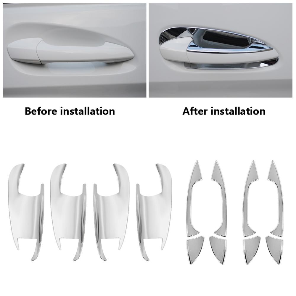 1 Set 8 Pcs Exterior Door Handle Door Bowl Frame Cover Trim Protector Silver Chrome for Mercedes Benz A B C E Class