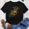 Custom Name Letter Combination Gold Letter Font Short Sleeve Tops Black T-shirt Female Tops