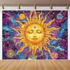 Vibrant Cosmic Celestial Sun Tapestry Wall Hanging Boho Galaxy Spiritual Astrology Nebula Decor Polyester Art Print Home Decorat