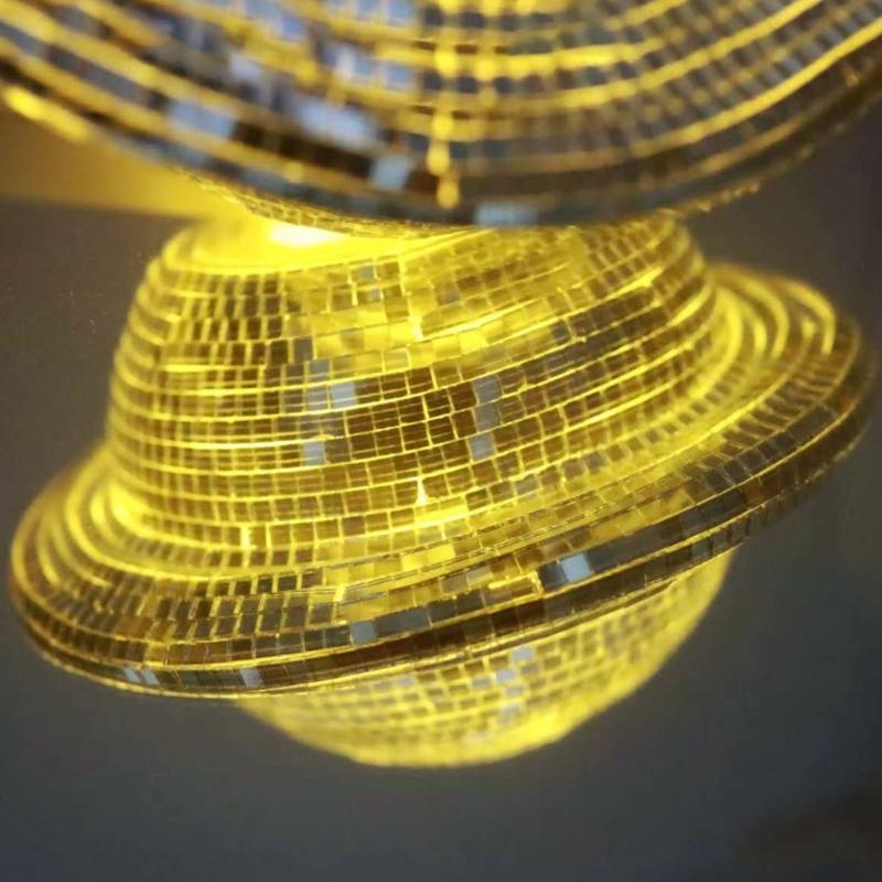 3D Planet LED Nightlight With Stained Glass Design Warm Glows Table Lamp with Stand For Children Bedroom Nursery Decors