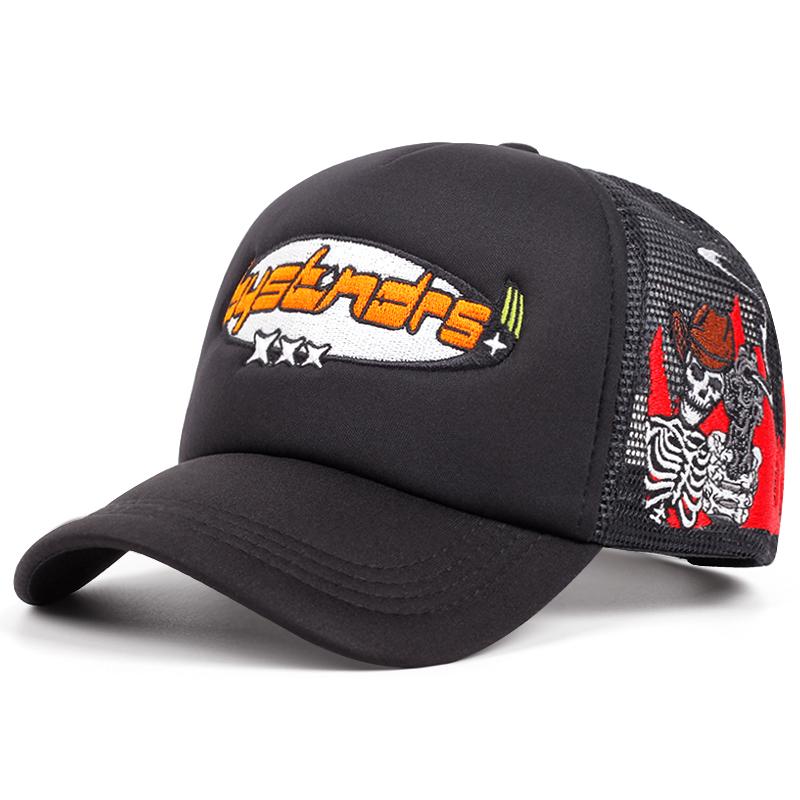 Fashion Letter Embroidered Cap Men Adjustable Three Star Skeleton Gunner Hip Hop Baseball Cap For Unisex Outdoor Sun Hat