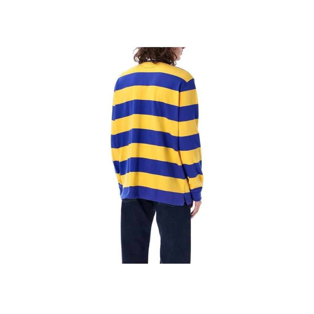 Polo Ralph Lauren Striped Logo Embroidered Long Sleeve Polo Shirt Men Tops Yellow 710717116-047