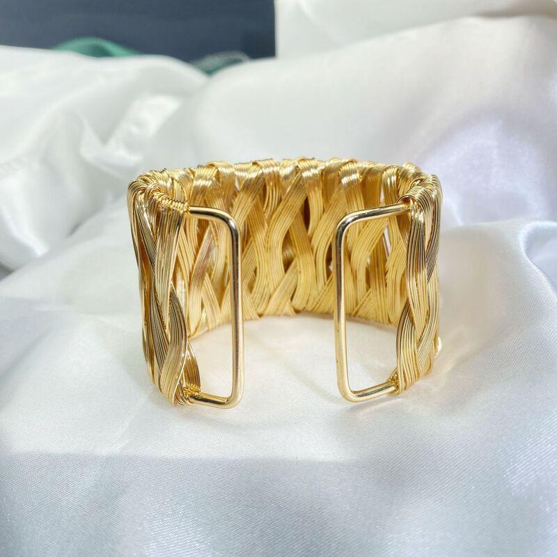 Natural Baroque Pearl Bracelet Women 18K Gold Plated Chunky Statement Cuff Jewelry Vintage Style