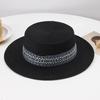 Sun Hat Sun Visor Hats Summer Hat Wide Brim Straw Boater Retro Pattern Outdoor Cap Flat Top Hat