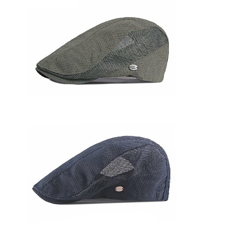 Men Women Breathable Mesh Summer Hat Newsboy Beret Ivy Cap Cabbie Flat Cap Adjustable Vintage Style