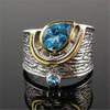 Drop Shipping Ethnic Women Rings Personality Design with Water Drop Stone Female Party Ring Birthday Gift Jewelry Ring