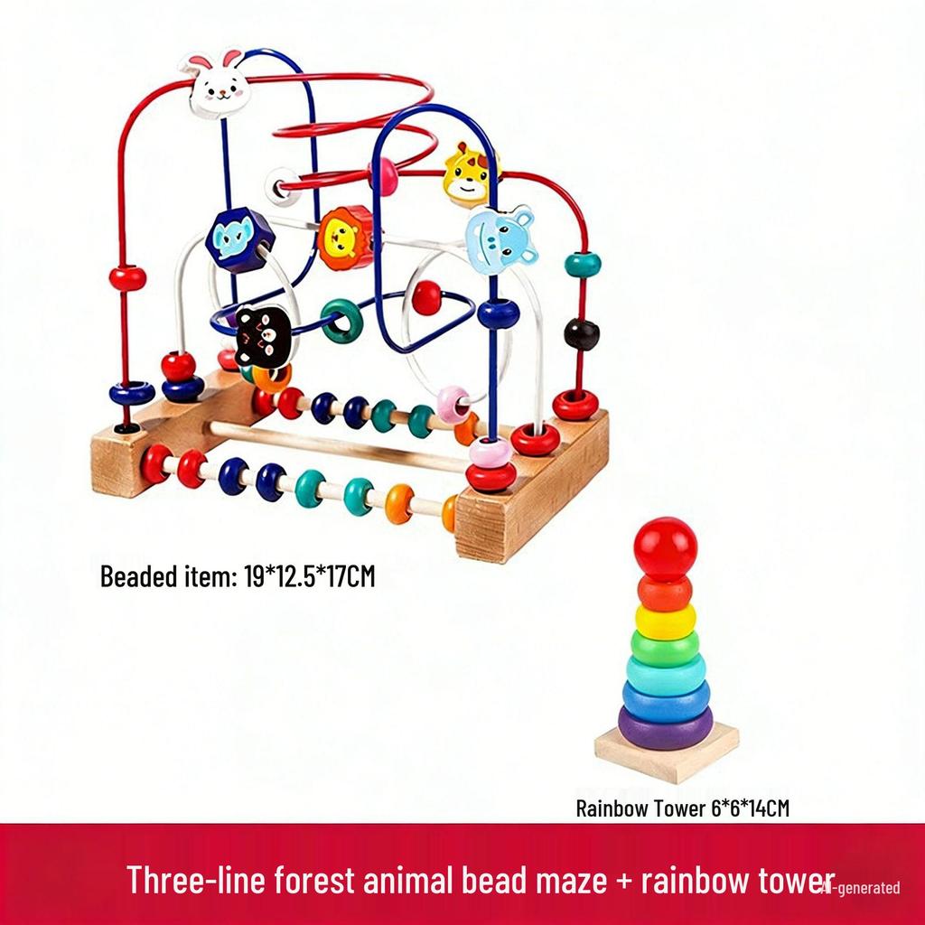 Montessori Multi-functional Beaded String Toy for Infants and Toddlers, Early Education for Boys and Girls, Ages 0-3 Years.