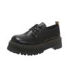 thick-soled women's autumn and winter new small leather shoes small black derby single shoes leather shoes