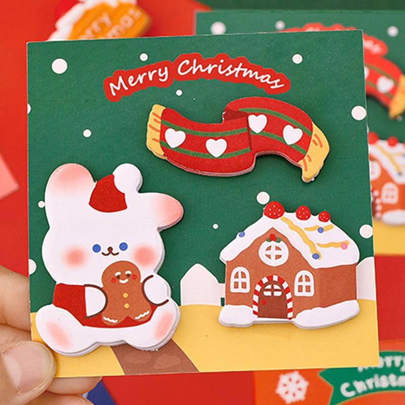 60Sheets Cartoon Christmas Sticky Notes Cute Shaped Memo Pad Christmas Gift Decoration Self-Adhesive Bookmarks School Supplies