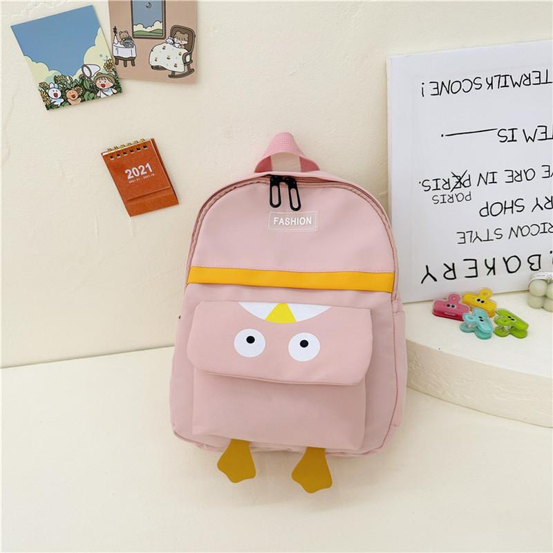Mochila Infantil Adorável de Pato de Desenho Animado Bolsa de Lona Respirável de Grande Capacidade