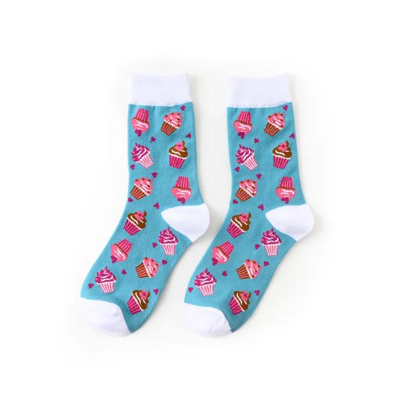 Women Socks Funny Cute Cartoon Fruits Banana Avocado Lemon Egg Cookie Donuts Food Happy Japanese Harajuku skateboard Socks