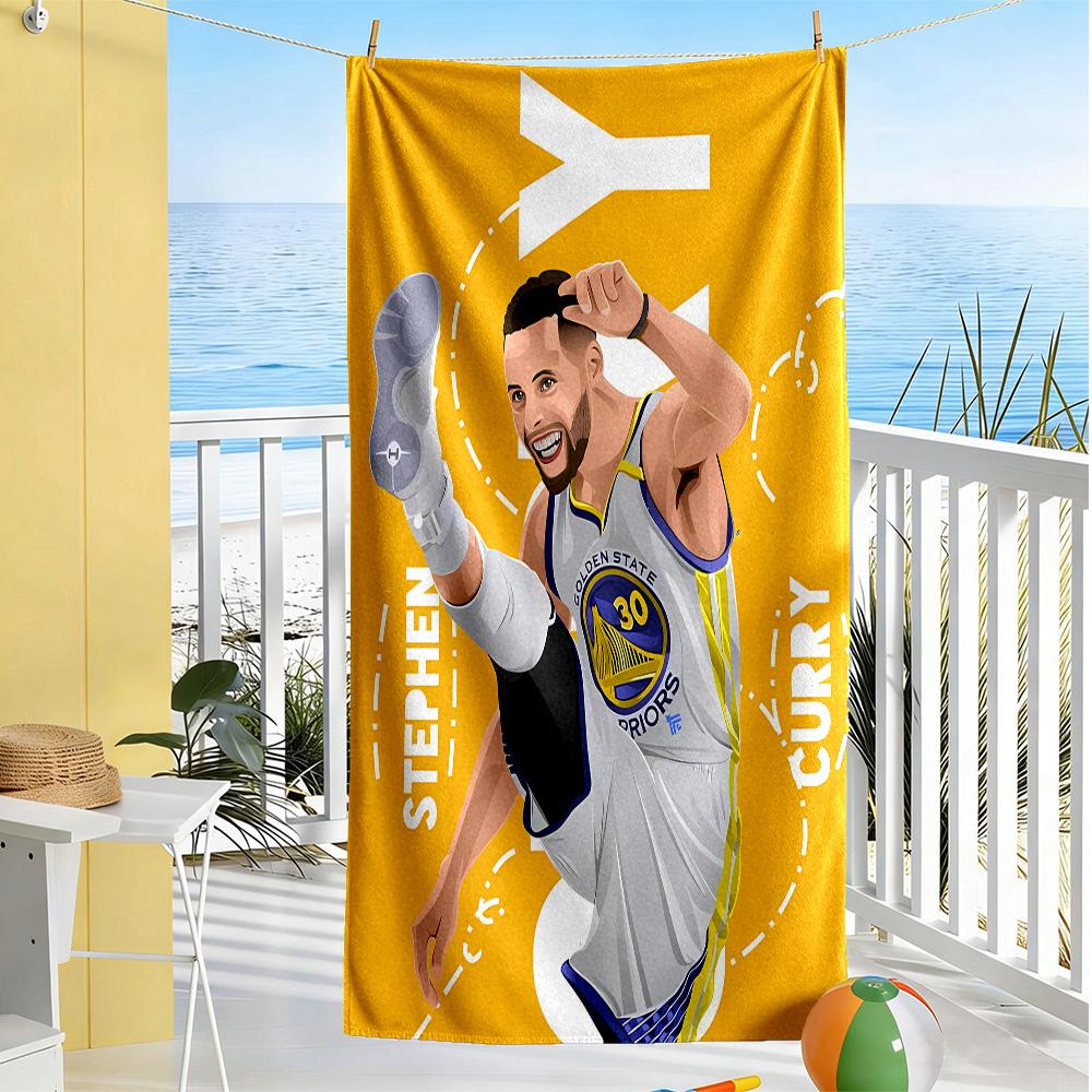 Steph Curry S Dynamic Pose Beach Towel Soft Durable Quick-Dry Comfortable Lightweight Suitable for Swimming, Gym, Camping, Yoga Vacation