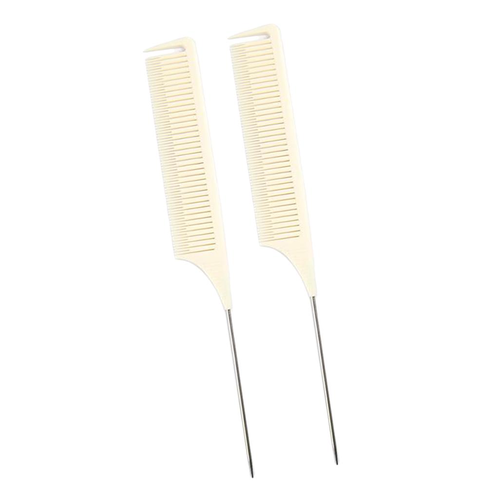 2x Professional Weaving Highlighting Foiling Hair Comb For Salon Beige