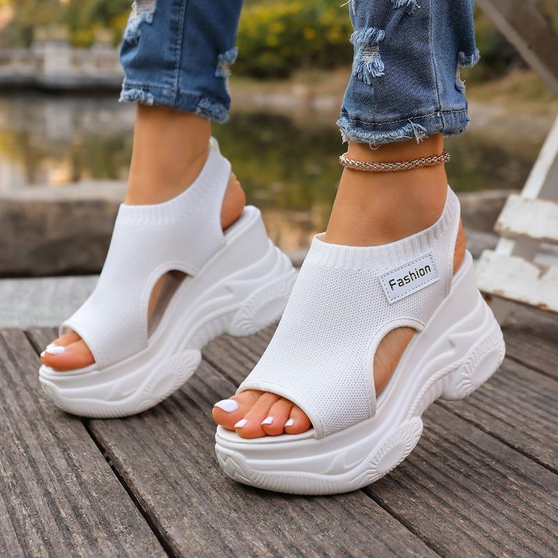 Women's Summer Wedge Thick-Soled Peep-Toe Casual Sandals, Comfortable Footwear, Available In Large Sizes.
