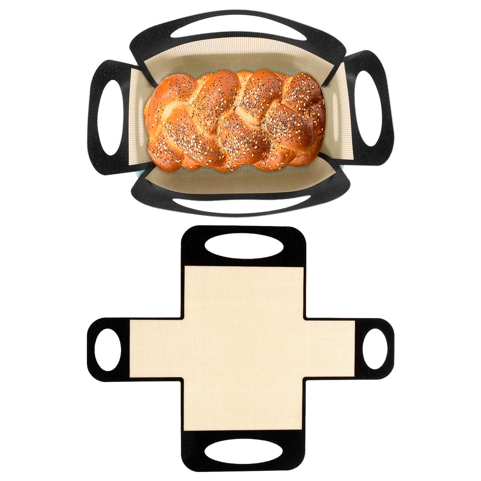 

2Pcs Silicone Bread Sling 9x5 inch Long Handles Heat Resistant Non-Stick Sourdough Baking Mat for Dutch Oven Baking Liners Tools