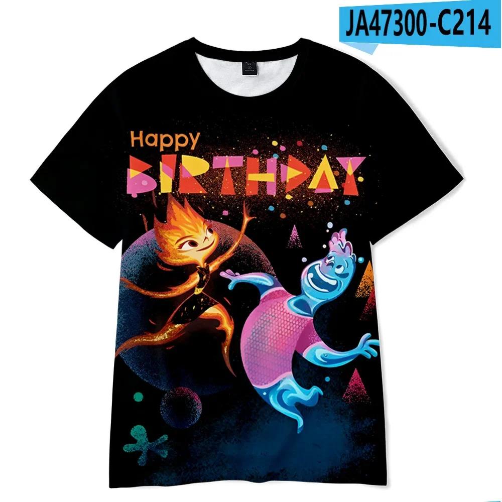 

Футболка аниме Elemental для детей, рубашки с коротким рукавом для взрослых, симпатичная футболка для мальчиков и девочек, верхняя одежда 3XL