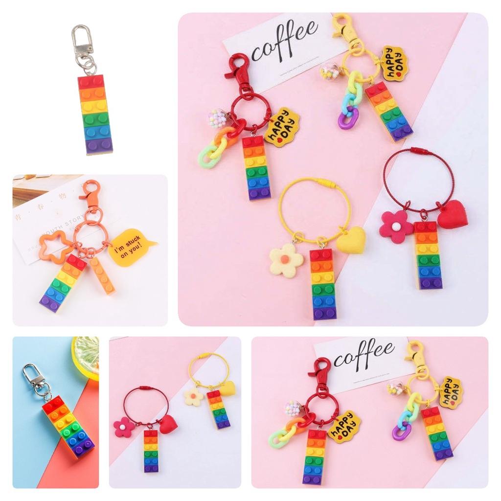 Rainbow Bell Building Blocks Keychain Decoration For Bags And Cars