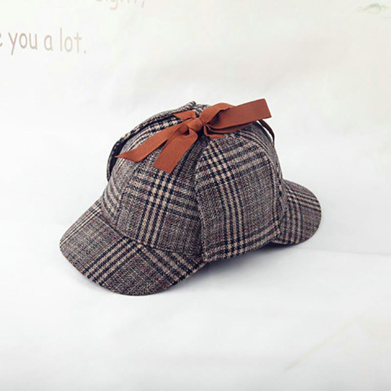 

Tweed Unisex Cap Double Edge Hat Cosplay Deerstalker Mad Hats хаки
