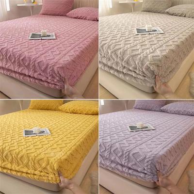 Inverno quente equipado folha de cama taff veludo velo roupa cama único/duplo/king/queen size capa de colchão de pelúcia capa de cama grossa