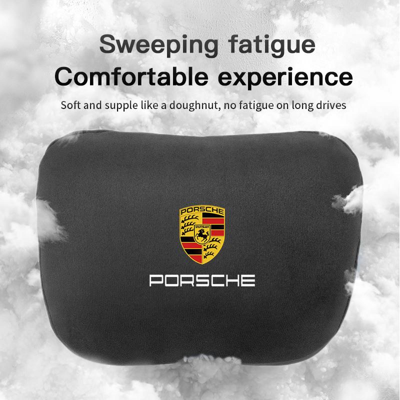 High Quality Car Neck Headrest Support Seat Soft Pillow For Porsche 911 718 Taycan Panamera Cayenne Macan Boxster Cayman Pajun