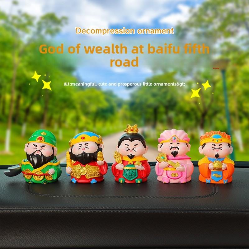 Traditionelle Fünf Gott des Reichtums Auto Dekoration Harz Kleine Figur Haus Büro Ornament